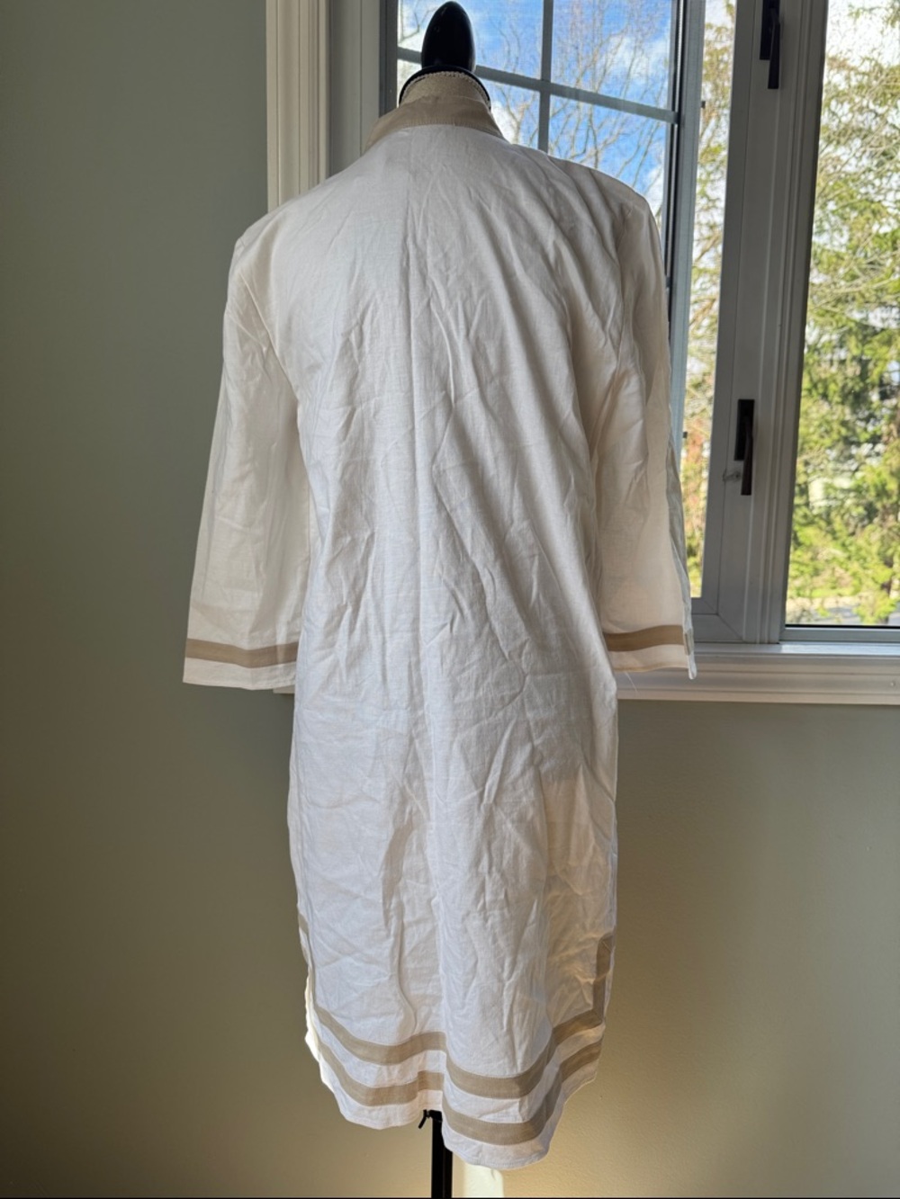 Preston & York Loretta lined white linen tunic sheath summer dress NWT size 8 - Picture 5 of 8